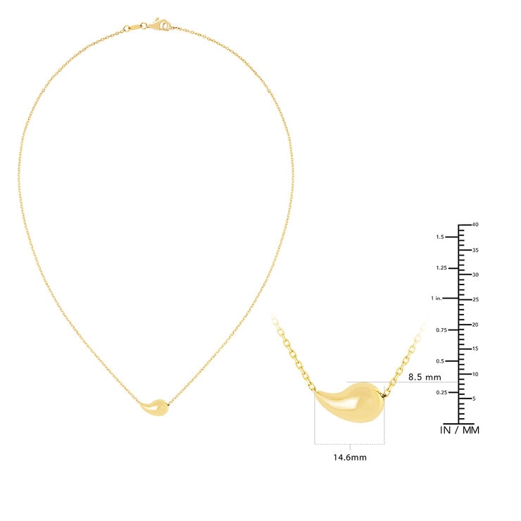 Collar con Gota, 43.18cm, Oro Amarillo 14K