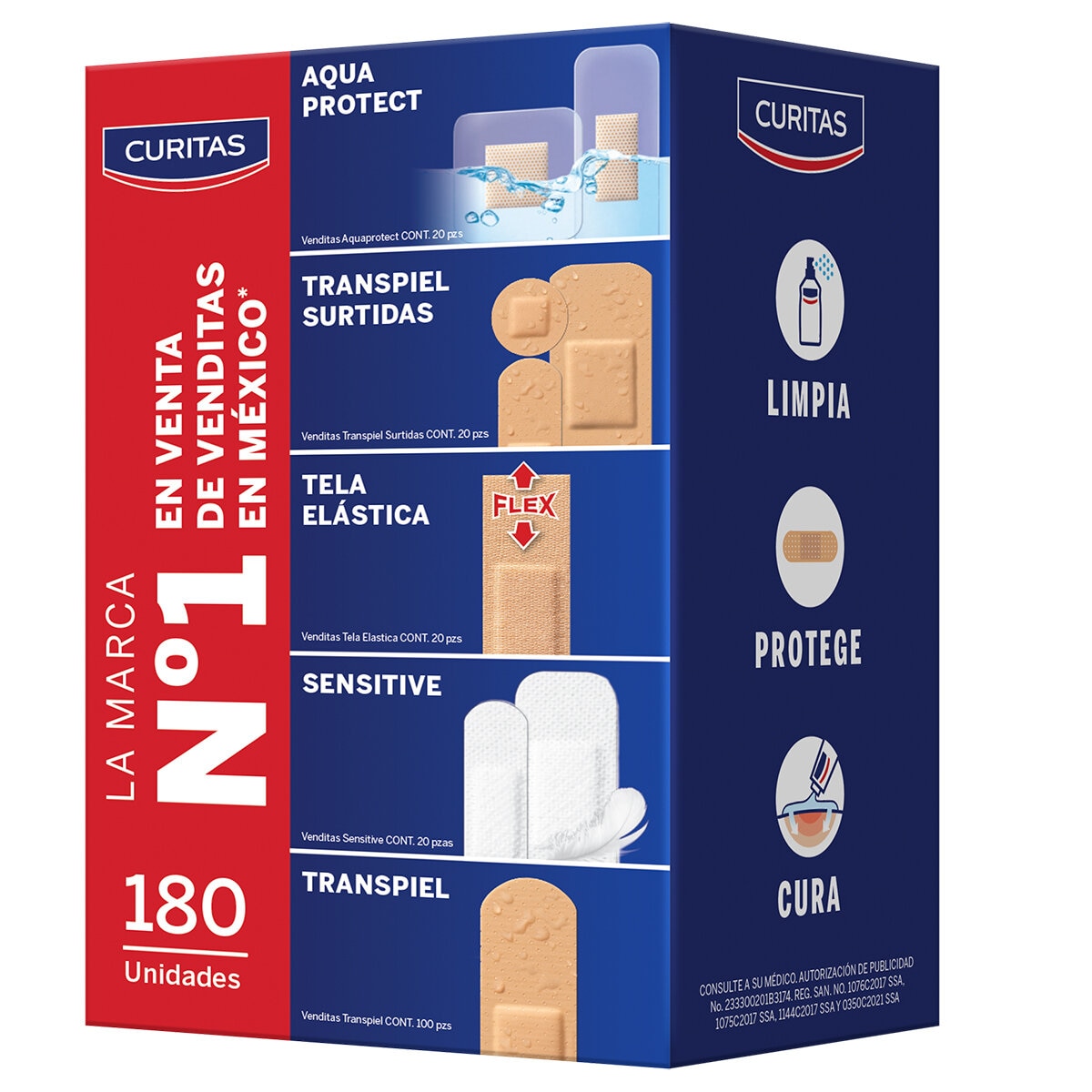 Curitas Adhesivas Caja con 180 Curitas