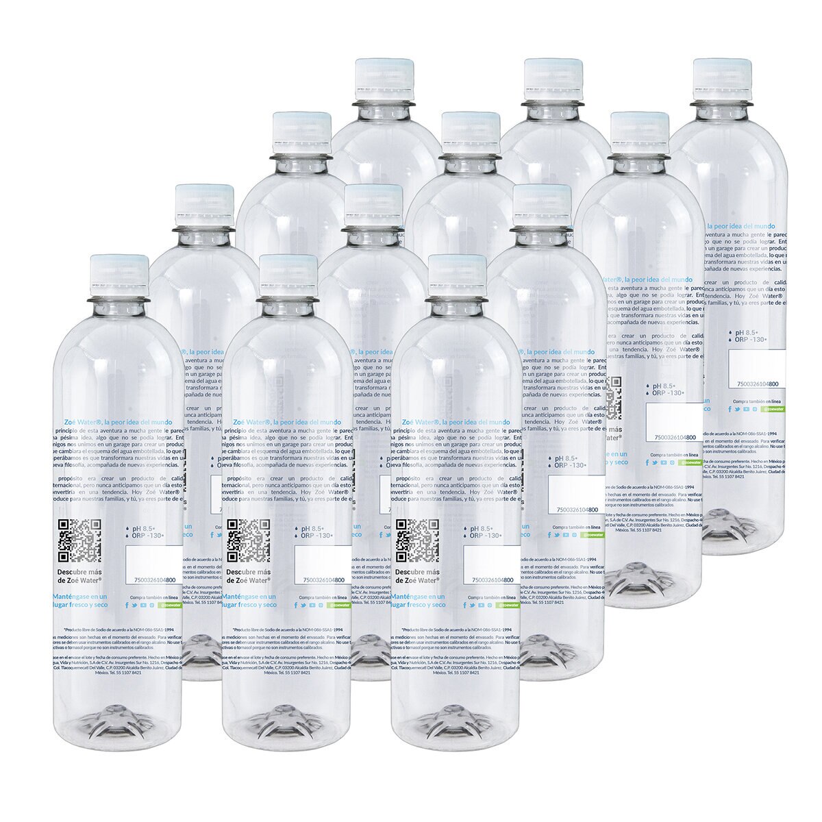 Zoé Water Agua Alcalina 12 pzs de 500 ml