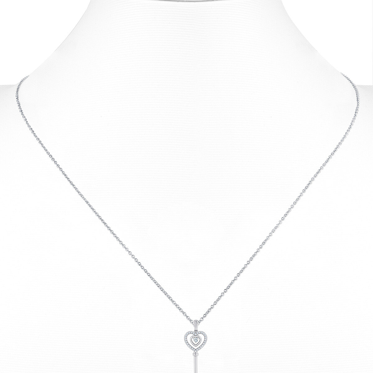 Dije de Diamantes 0.30ctw, Llave de Corazon, Oro Blanco 14K Dije de Diamantes 0.30ctw, Llave de Corazon, Oro Blanco 14K