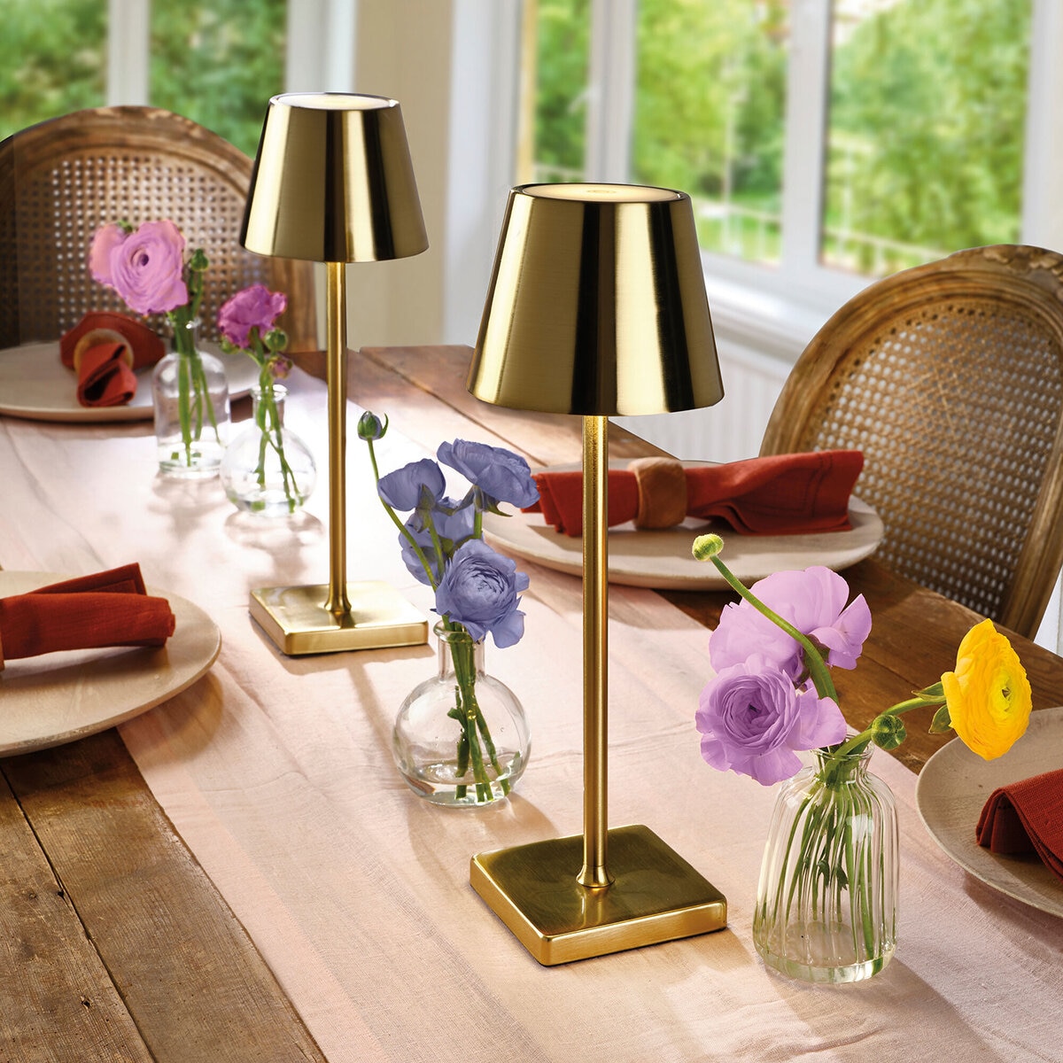 Mikasa Home Accents Juego de Lámparas Led con Control Tactil 2 piezas Dorado
