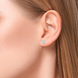 Aretes de Corazon de Diamantes 0.10ctw, Oro Blanco 14K