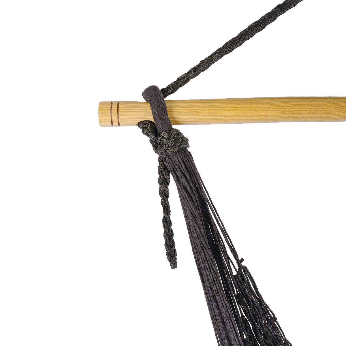 Arte Mayab, Hamaca Estilo Columpio Tejido, de Algodón, Color Negro, para una Persona