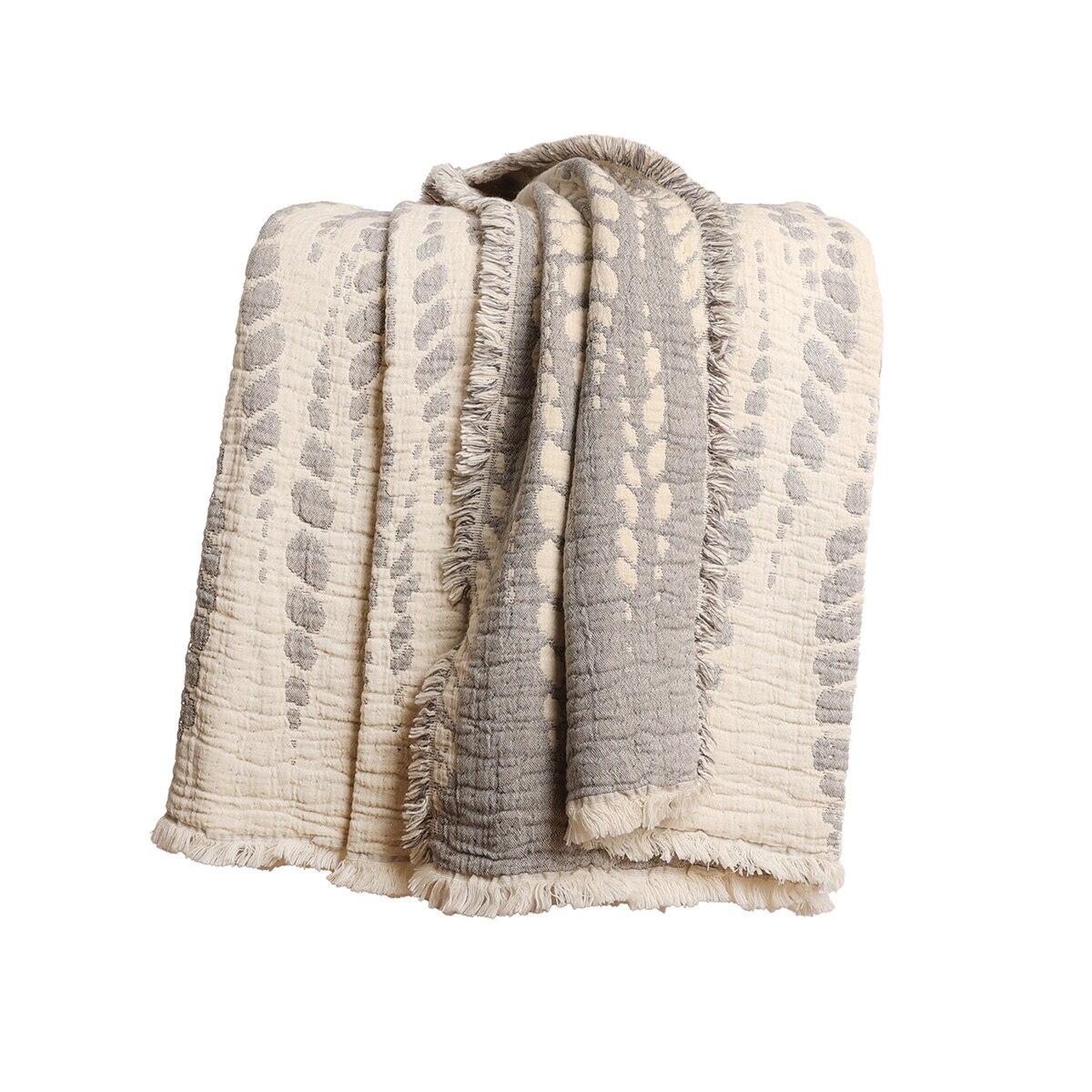 Life Comfort, Frazada Reversible de Algodón, Hojas Azul/ Blanco