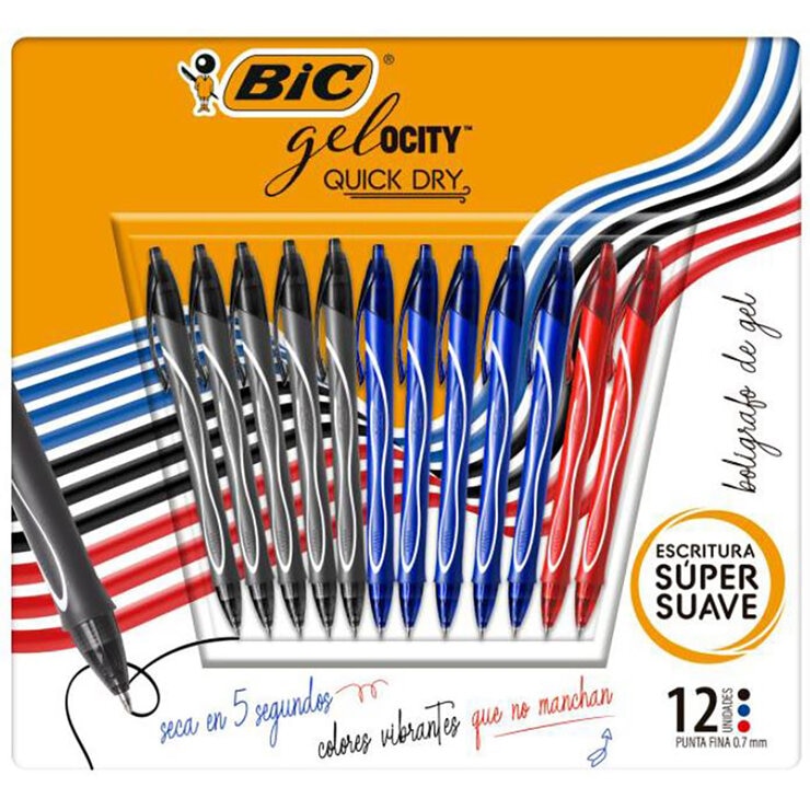 Bic, Bolígrafos Tinta Gel 12 Piezas, Clásico Bic, Bolígrafos Tinta Gel 12 Piezas, Clásico