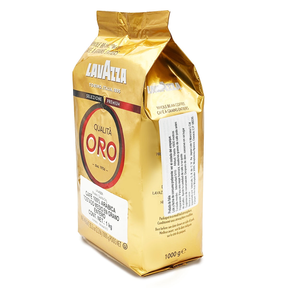 Lavazza Qualità Oro - Mezcla de café en grano entero, tostado medio, bolsa  de 2.2 libras (paquete de 6), tostado medio de cuerpo completo con sabor