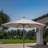 SunVilla, Sombrilla Cabana Redonda de Rayas con Poste Recto de 3.3m, Color Beige