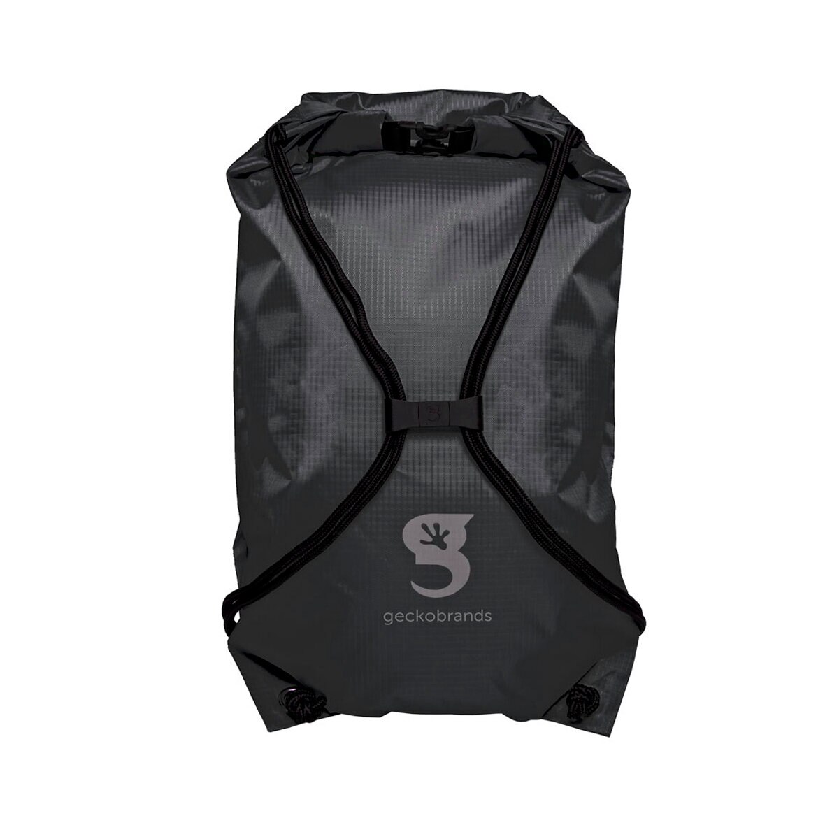 GeckoBrands, Mochila Impermeable con Cordones de Uso Rudo, Color Negro