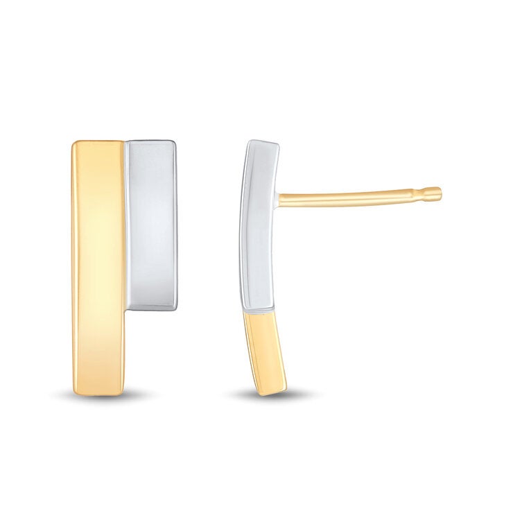 Aretes, Dos Tonos, Oro 14K Aretes, Dos Tonos, Oro 14K