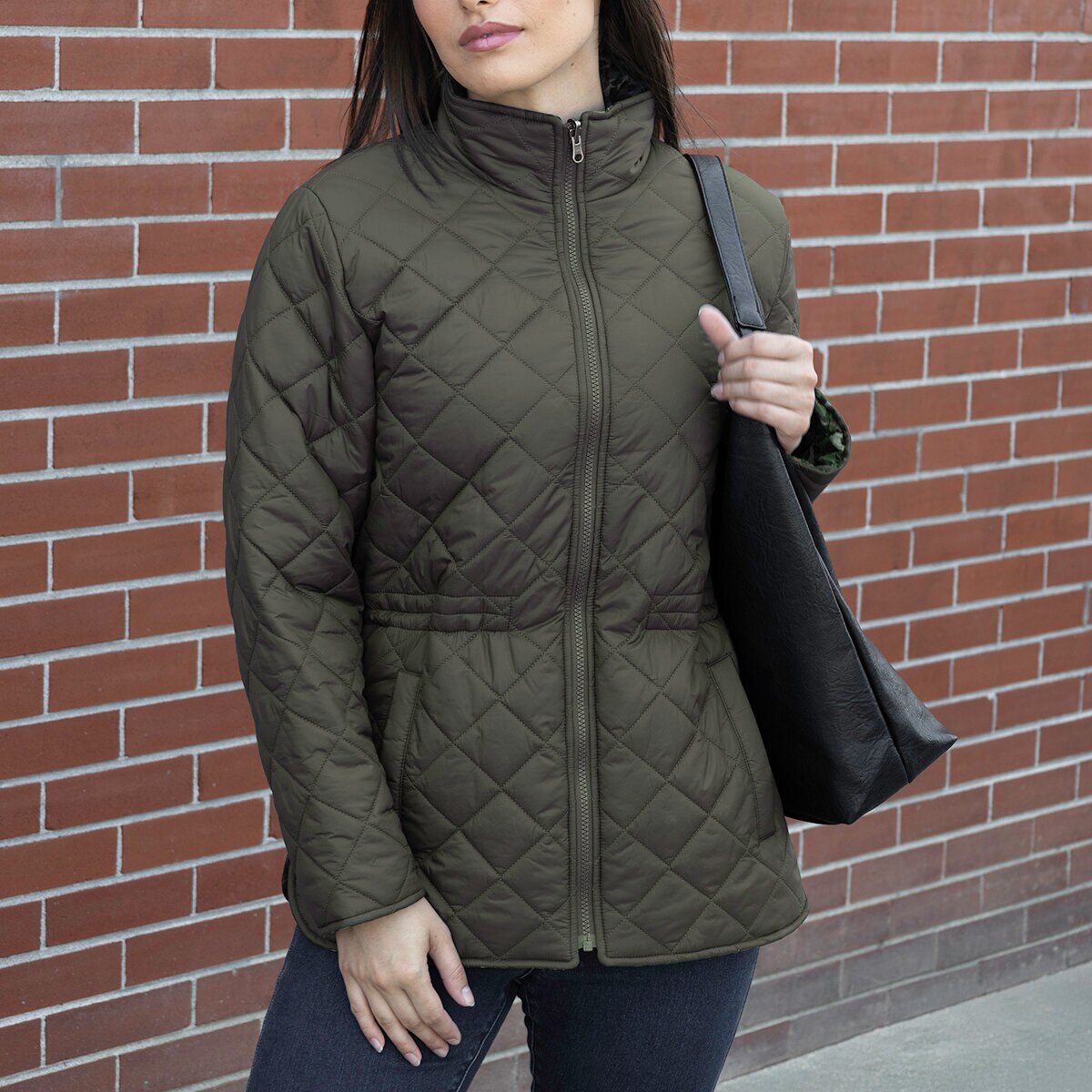 Nicole Miller Original Chamarra reversible para Dama Verde Mediana