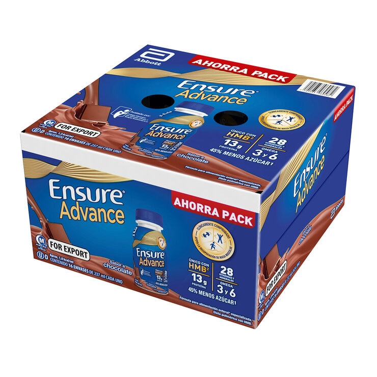 Ensure Advance Suplemento Alimenticio Sabor Chocolate 16 pzas de 237 ml