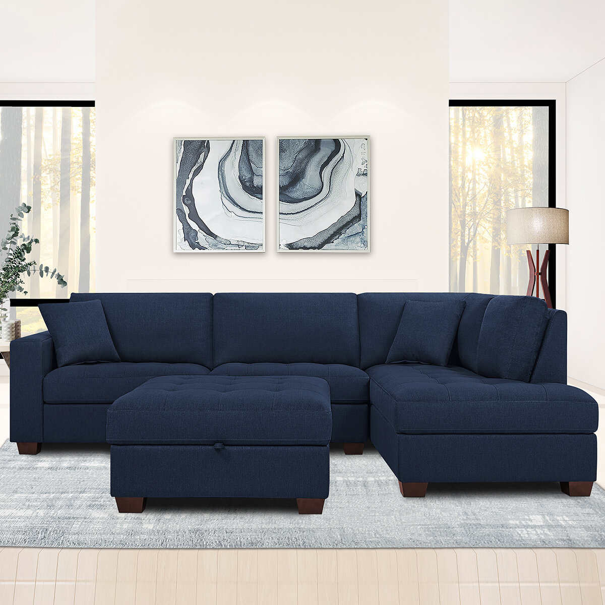 Thomasville Sofa Seccional de Tela con Otomano con Almace...