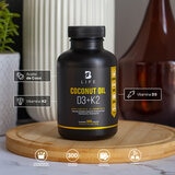 B Life Aceite de Coco, Vitamina D3 y K2 Frasco con 300 Cápsulas de Gel 
