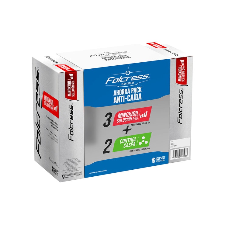 Folcress Kit Anti-Caída 5 pack Control Caspa + Minoxidil