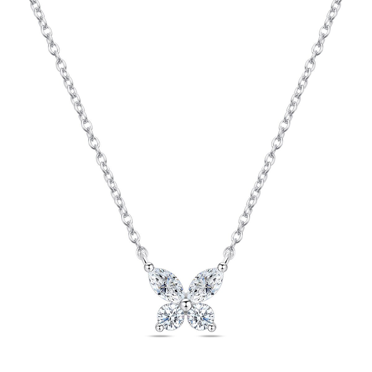 Collar de Diamantes 0.41ctw, con Dije de Mariposa, Oro Blanco 14K Collar de Diamantes 0.41ctw, con Dije de Mariposa, Oro Blanco 14K