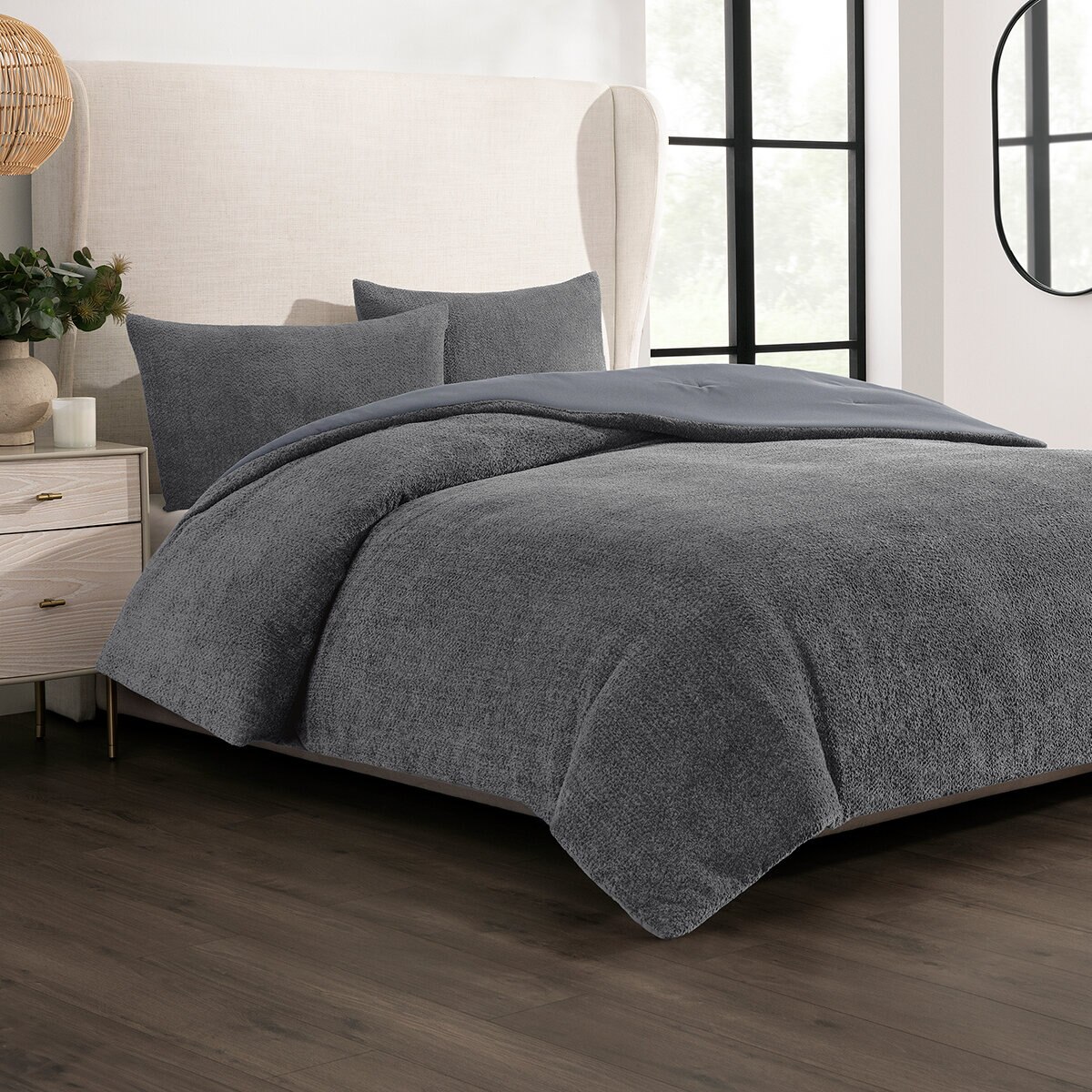 Cococozy, Juego de Edredon, Modelo Boucle, Tamaño King, Color Gris Cococozy, Juego de Edredon, Modelo Boucle, Tamaño King, Color Gris