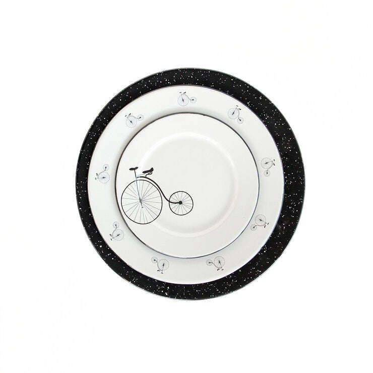 Baro Industrial, Vajilla Velo, Blanco/Negro, con Diseño, 24 piezas