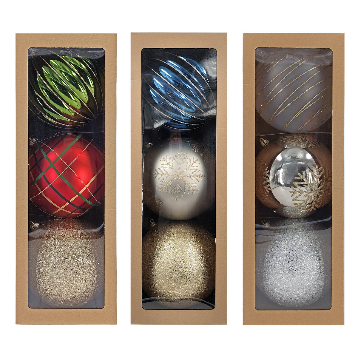 Surtido de Ornamentos Navideños de 3 Piezas de 250 mm, Varios Modelos