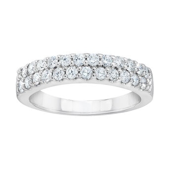 Anillo, Diamantes 0.70ctw, Doble Fila, Oro Blanco 14K