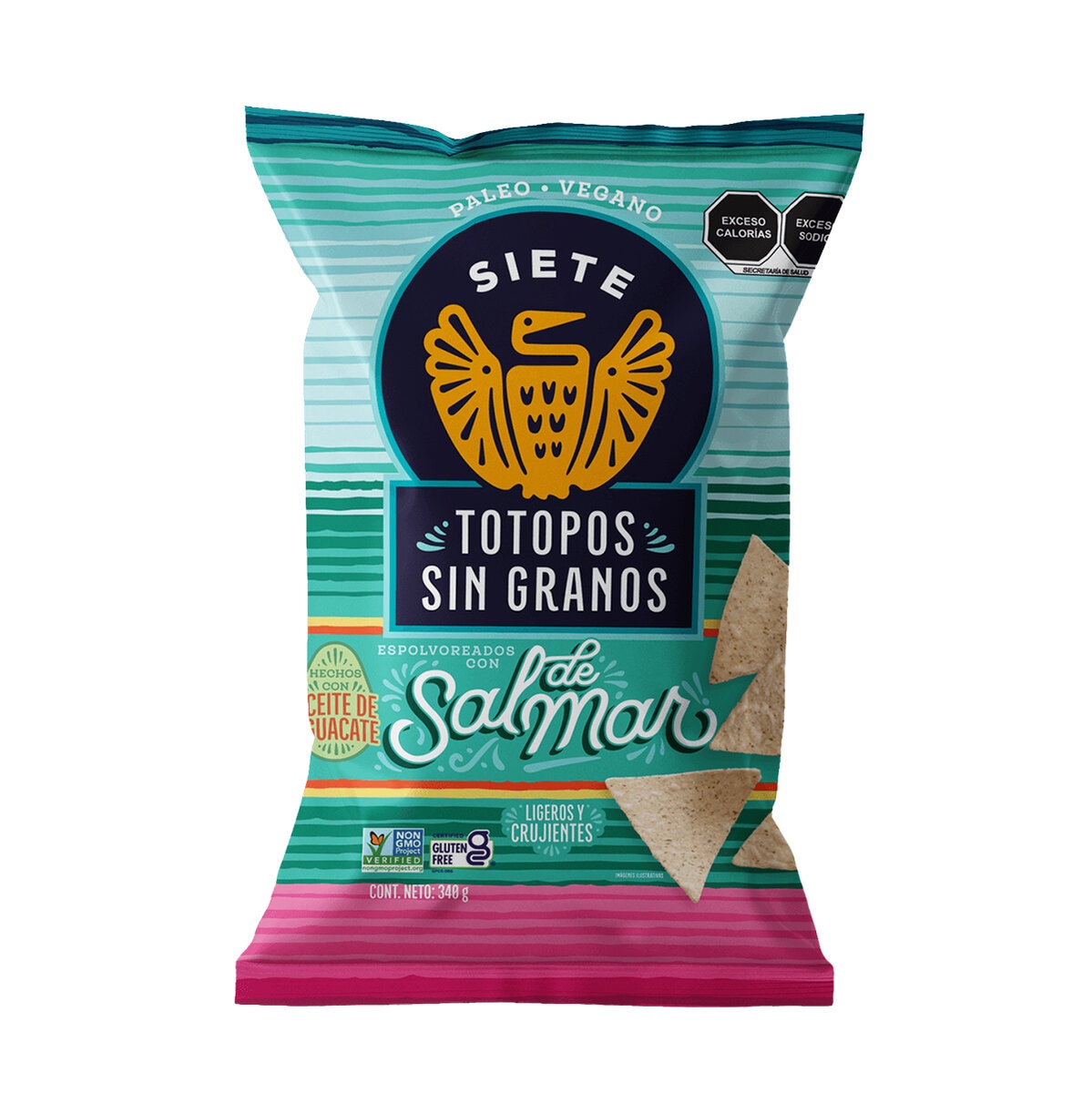 Siete Totopos Sin Granos Con Sal de Mar 340g