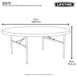 Lifetime Mesas Plegables Redondas 1.82m Color Blanco 12 Piezas con Carro Transportador