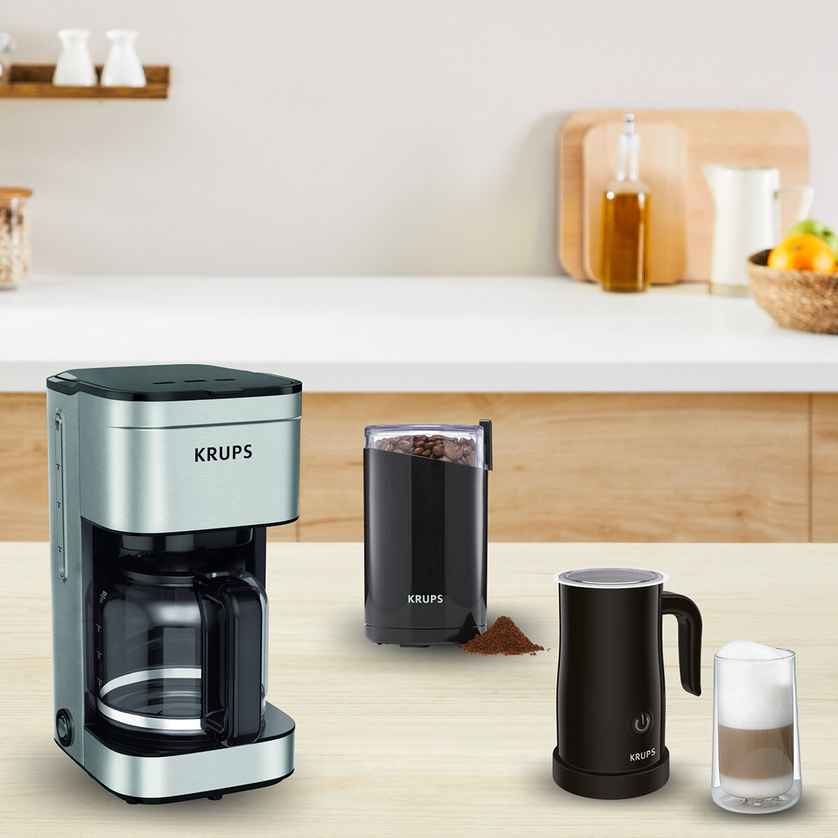 Krups, Combo de Cafetera, Molino y Espumador