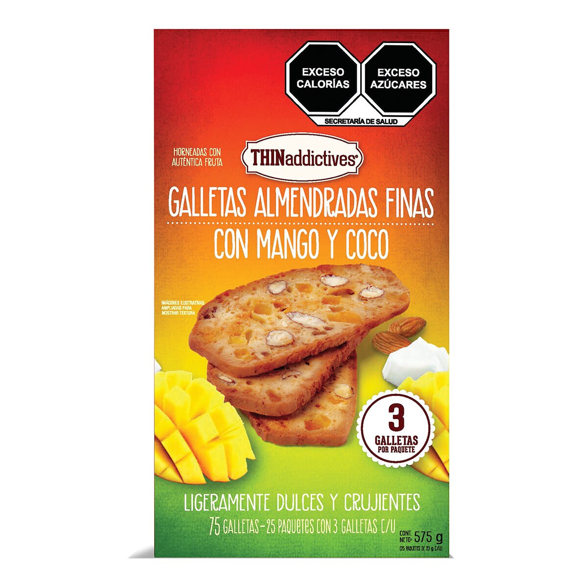 Thinaddictives Galletas Almendradas con Mango y Coco 25 p...