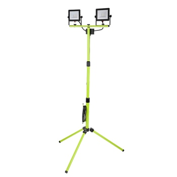 Luceco, Lámpara de Trabajo LED con Tripié y Doble Cabezal - 50W
