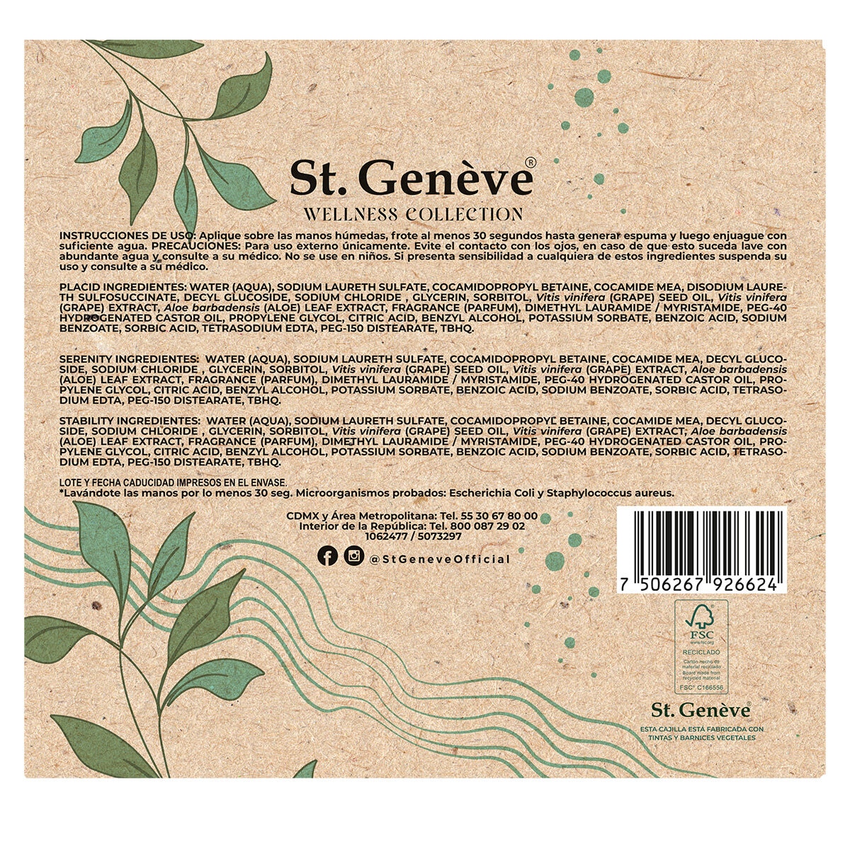 St. Geneve Wellness Collection Jabón Líquido para Manos, 3 pzas