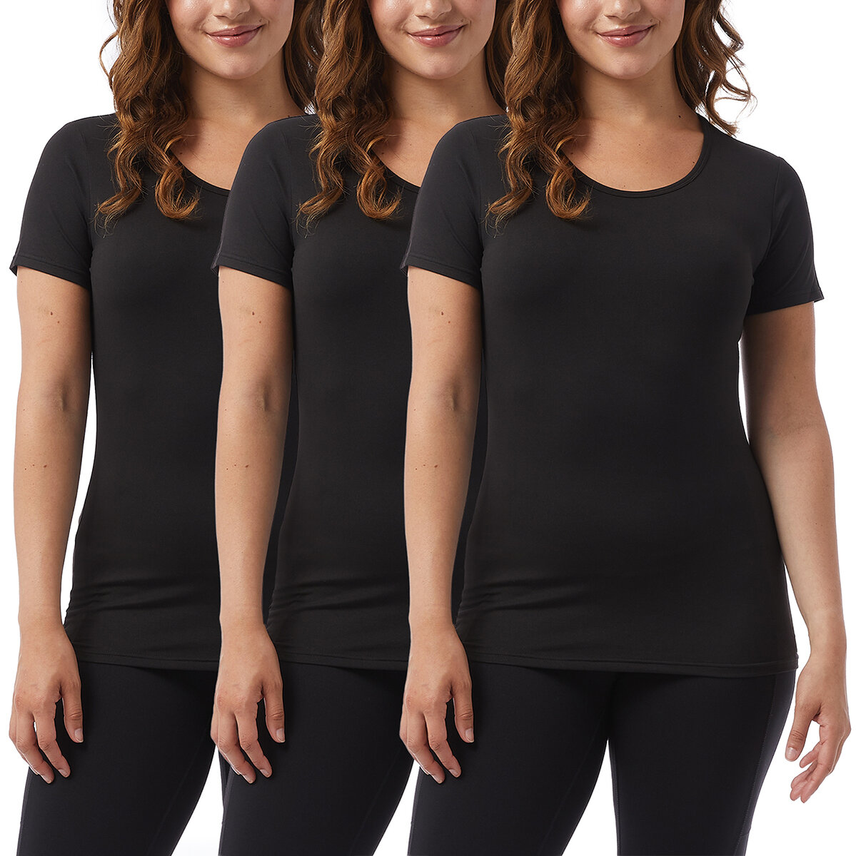 32 Degrees Cool Playera para Dama 3 piezas Negro Extra Grande