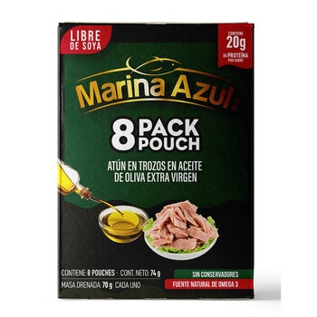 Marina Azul Atún en Aceite de Oliva Pouch 8 sobres de 74 g