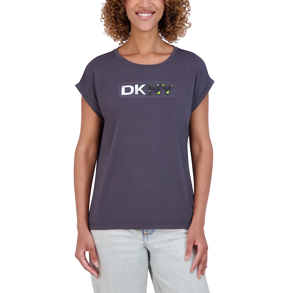 DKNY Playera para Dama Gris Mediana