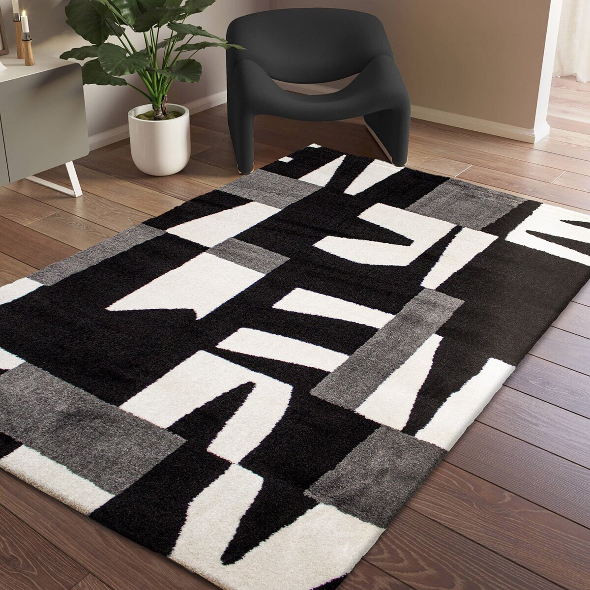 Dib Tapete Decorativo 160 cm x 230 cm Supreme Blanco y Negro