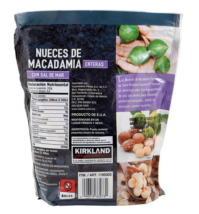 Kirkland Signature Nueces de Macadamia con Sal de Mar 680 g