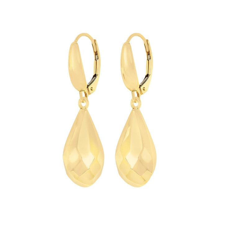 Aretes de Gota de Agua, Oro Amarillo 14K