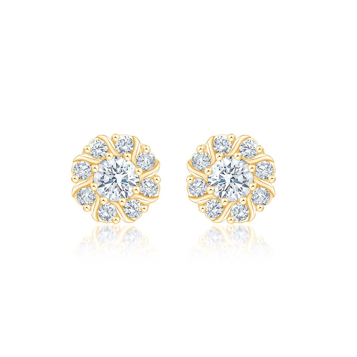 Aretes, 0.48ctw Diamantes, Oro Amarillo de 14K