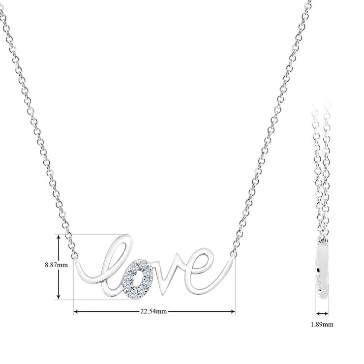 Dije de 'Love' de Diamantes, 0.05ctw, Oro Blanco 14K Dije de 'Love' de Diamantes, 0.05ctw, Oro Blanco 14K