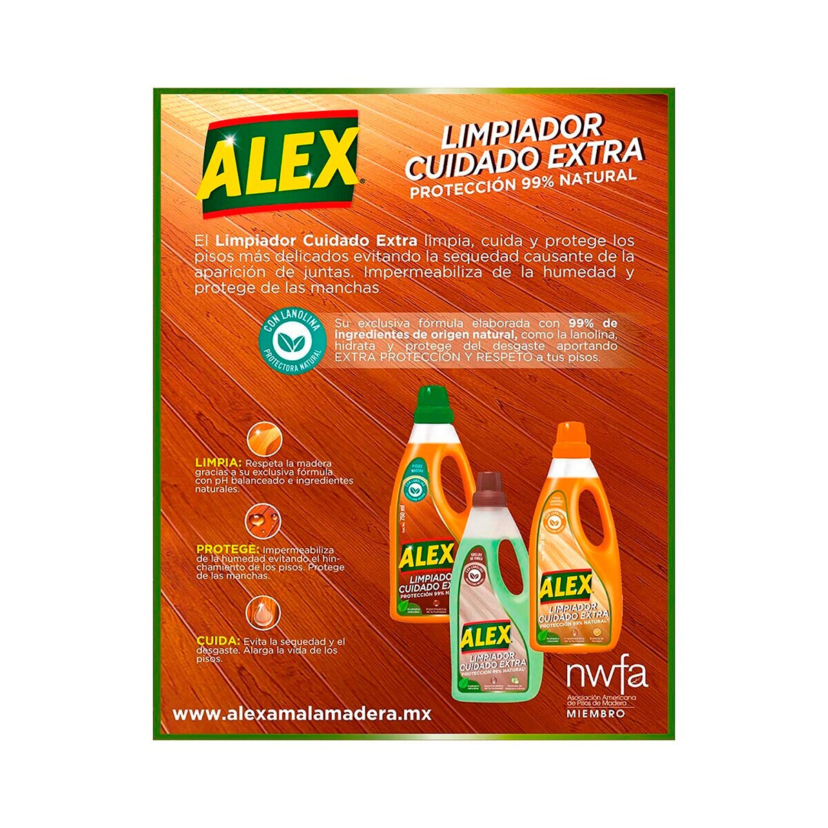 Alex Limpiador Superior para Pisos de Madera 3.6 l