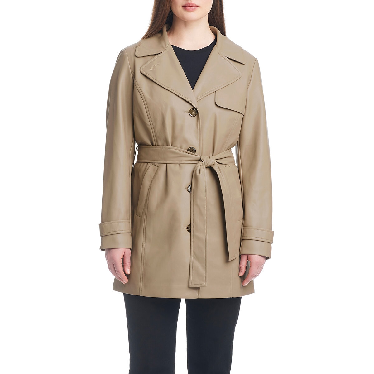 Vince Camuto Gabardina para Dama Café Extra Grande