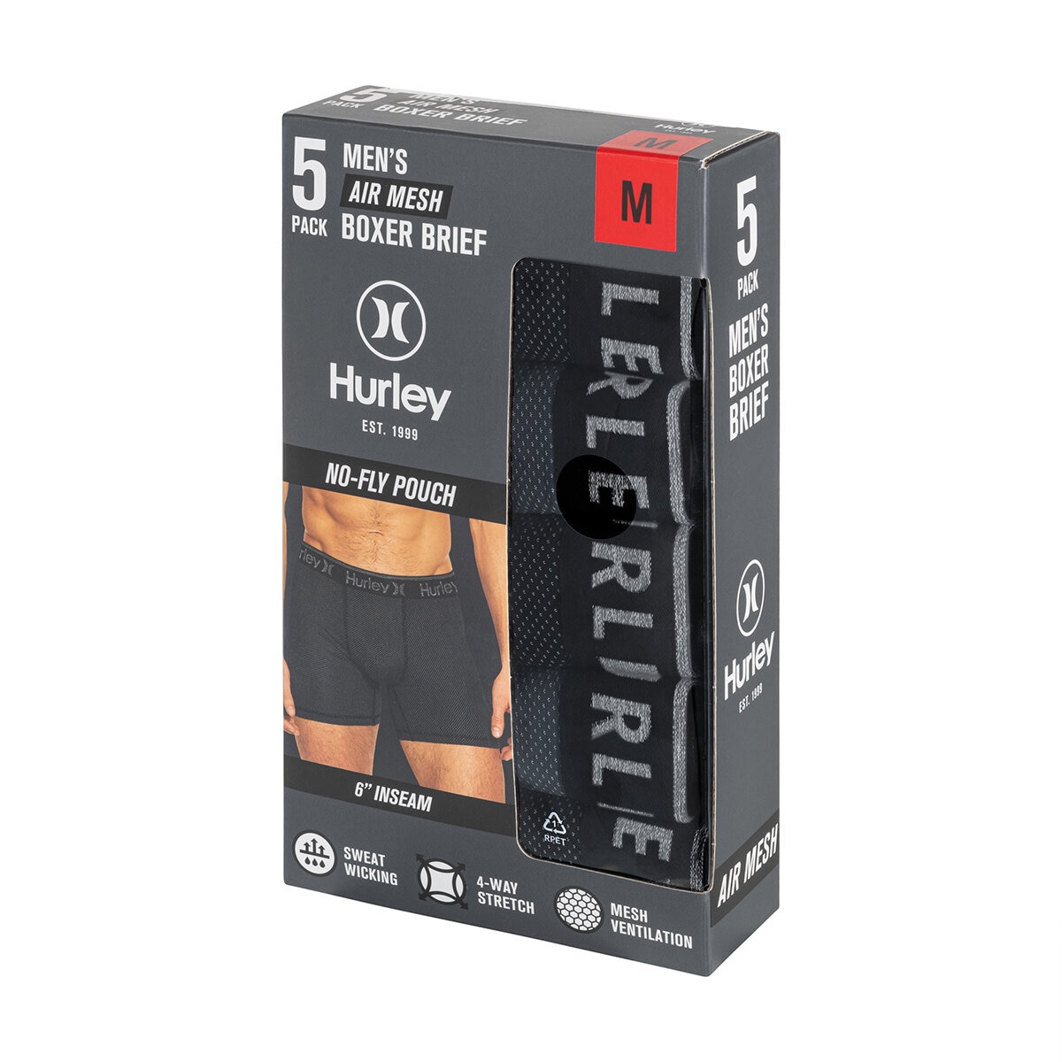 Hurley Bóxers para Caballero 5 piezas Negro Grande