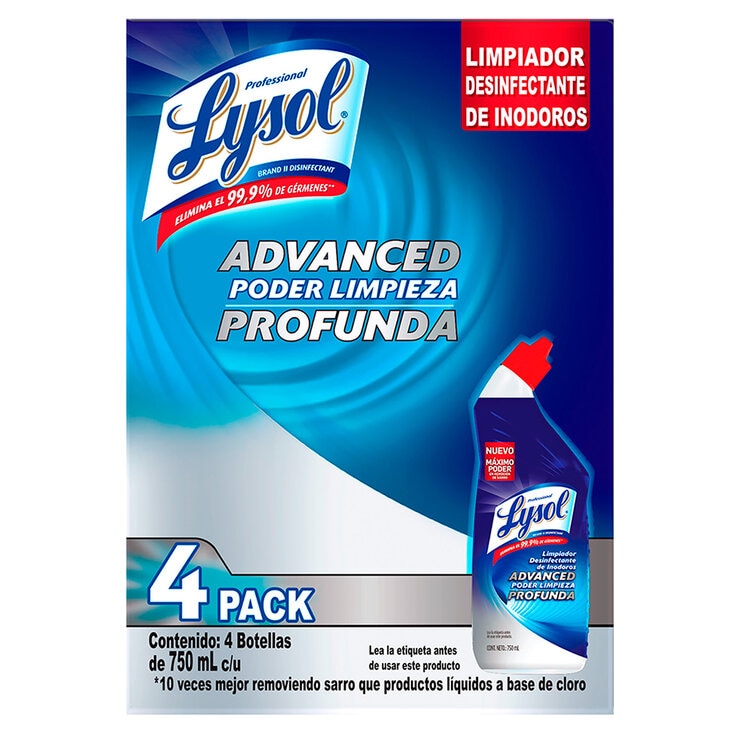 Lysol Advanced Limpiador Desinfectante para Inodoro 4 pzas de 750 ml Lysol Advanced Limpiador Desinfectante para Inodoro 4 pzas de 750 ml