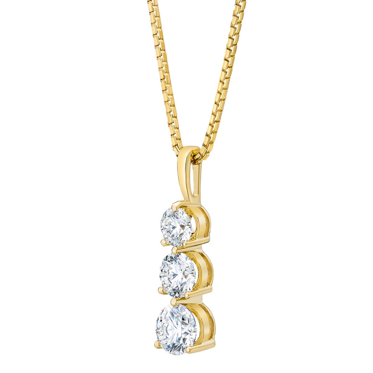 Dije de 3 Diamantes 1ct, Oro Amarillo 14k Dije de 3 Diamantes 1ct, Oro Amarillo 14k