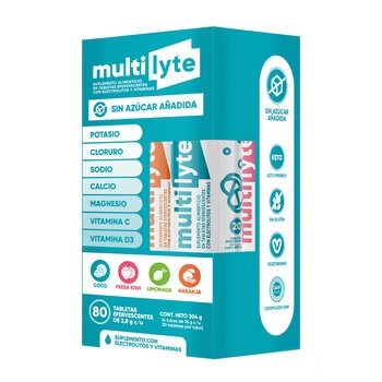 Multilyte Tabletas Efervecentes Sin Azucar 80 Tabletas