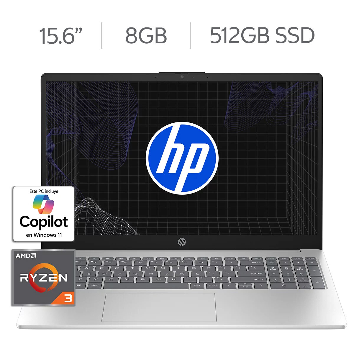 HP 15-fc0234la Laptop 15.6" Full HD AMD Ryzen 3 8GB 512GB