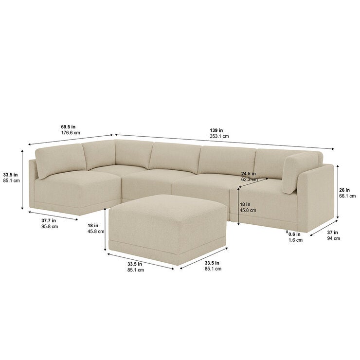 Thomasville, Fallon, Seccional Modular de Tela de 6 piezas con Otomano Thomasville, Fallon, Seccional Modular de Tela de 6 piezas con Otomano