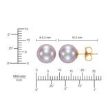Aretes de Perlas Cultivadas, 7-7.5mm, Oro de 14K