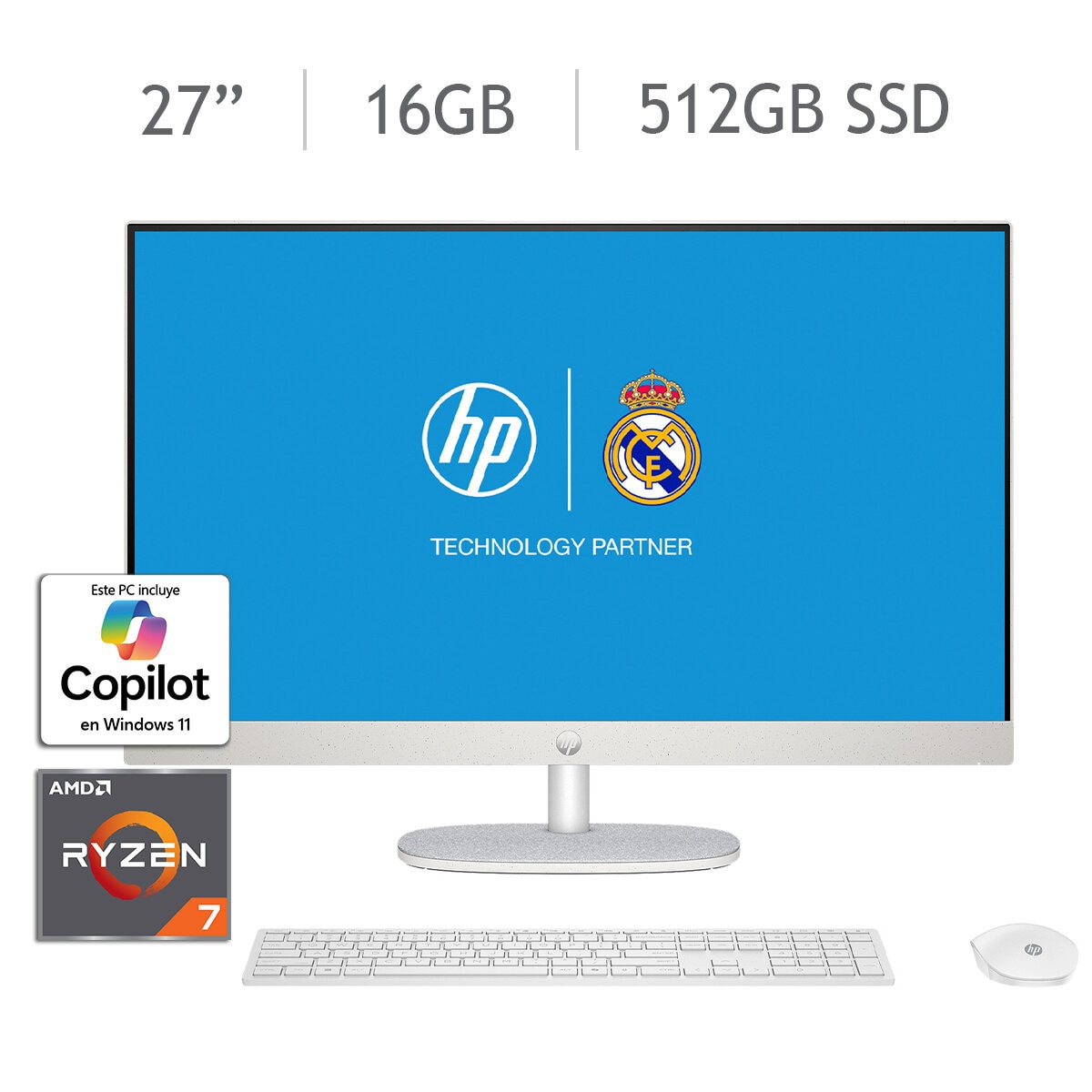 HP All In One 27-cr0275la Desktop 27" FHD AMD Ryzen 7 16GB 512GB SSD HP All In One 27-cr0275la Desktop 27" FHD AMD Ryzen 7 16GB 512GB SSD