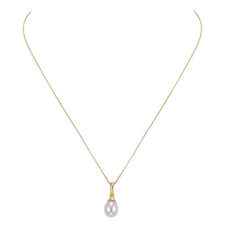 Dije de Perla Cultivada, 9-10mm, Oro Amarillo de 14K