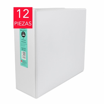 Wilson Jones Carpeta de 4 Pulgadas con 3 Arillos en D Color Blanco 12 Piezas