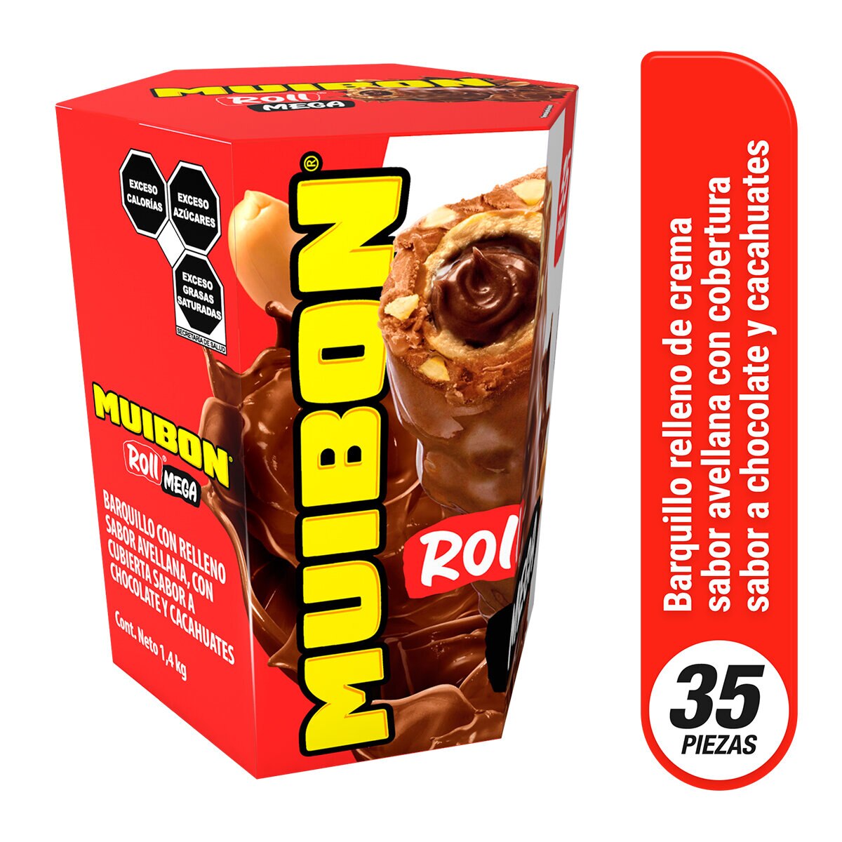 Muibon Barquillo Relleno de Crema de Avellana 35 pzas de 40 g